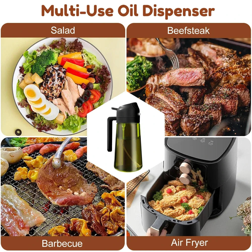 2-in-1 Glass Oil Sprayer and Dispenser – 16 oz