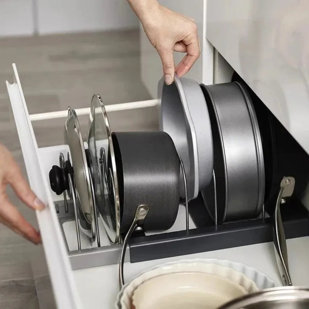 Adjustable 7-Grid Pot and Pan Organizer