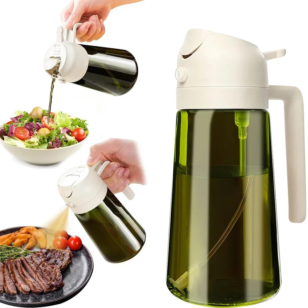 2-in-1 Glass Oil Sprayer and Dispenser – 16 oz