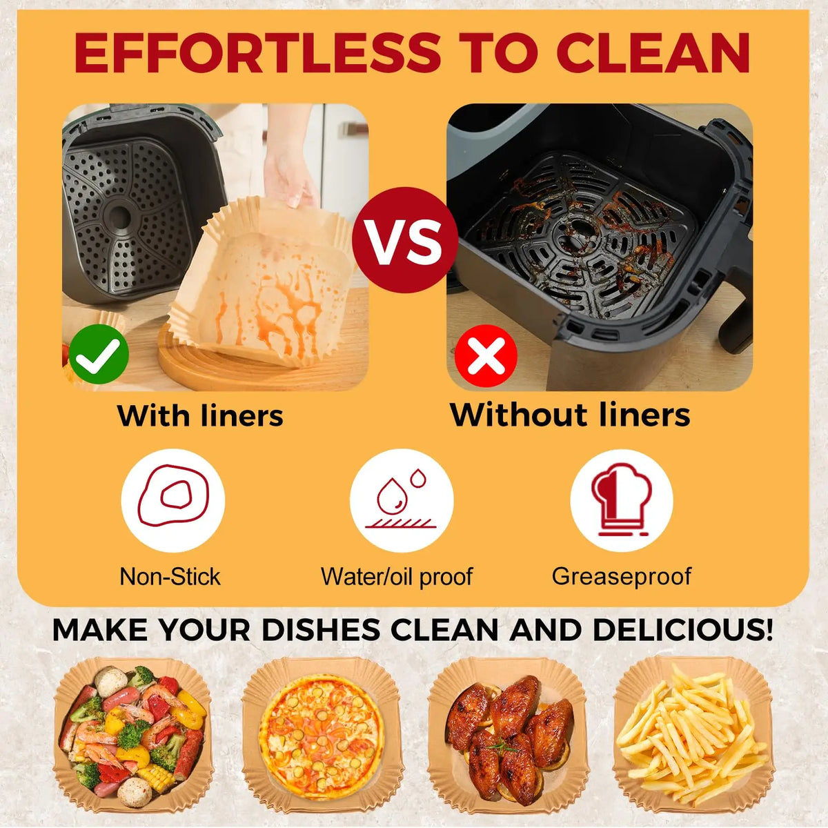 Square Parchment Air Fryer Liners