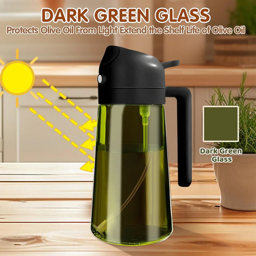 2-in-1 Glass Oil Sprayer and Dispenser – 16 oz