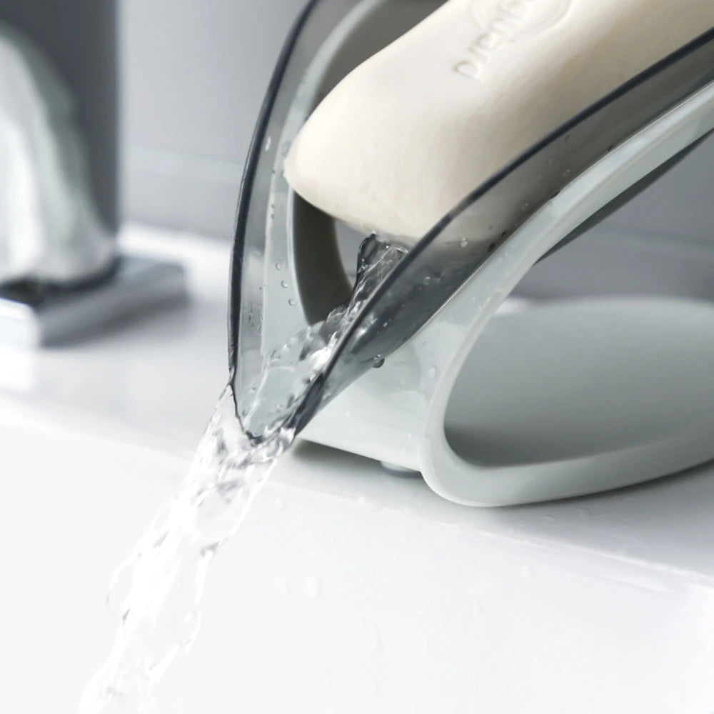 Leaf Shape Soap Holder Non Slip Drain Storage Container Suction Cup Portable Rack Tray For Bathroom Shower Kitchen Sink Toilet L