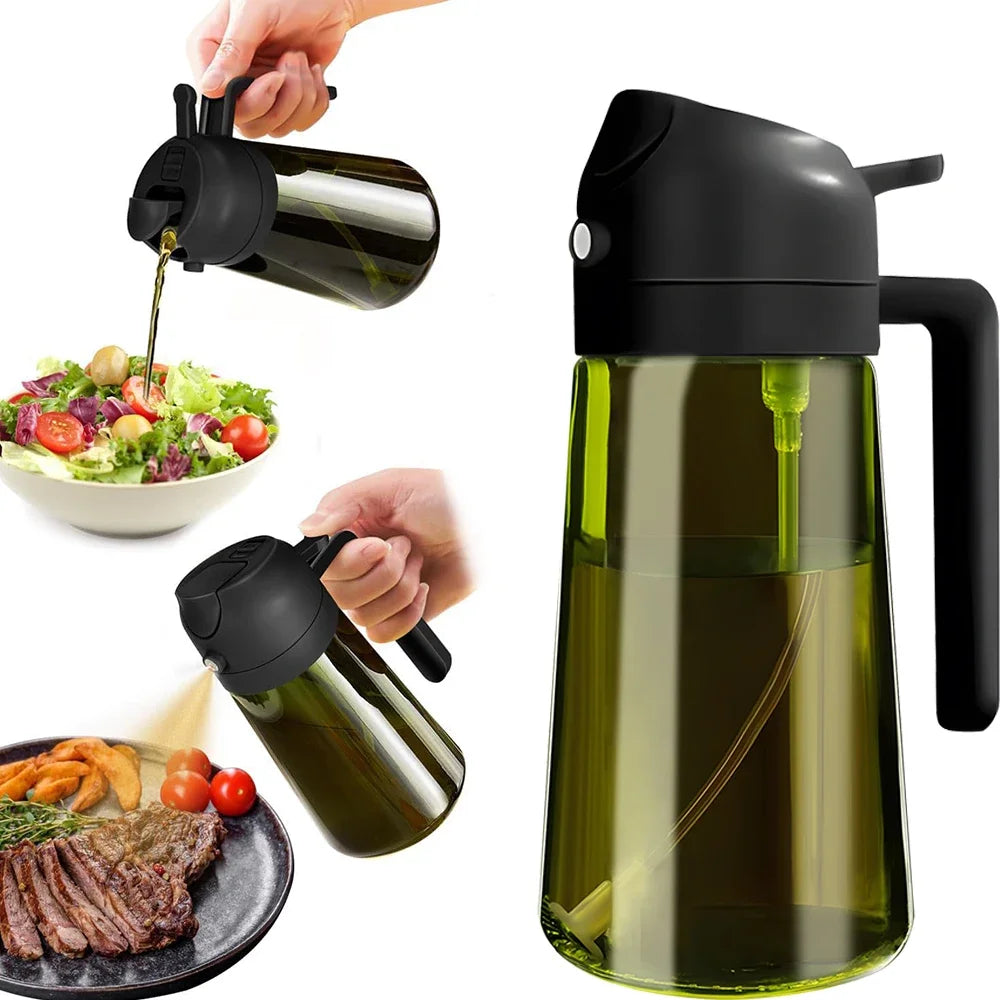 2-in-1 Glass Oil Sprayer and Dispenser – 16 oz